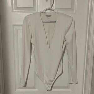 White Deep V-Neck Bodysuit